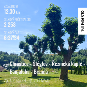 Chrastice - Šléglov - Řeznická kaple - Branná - Banjaluka - Branná