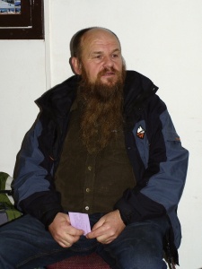 První návštěva malíře Libora Vojkůvky na rozhledně na Háji.   foto Vojta