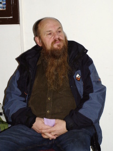 První návštěva malíře Libora Vojkůvky na rozhledně na Háji.   foto Vojta