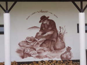 Zájezd do Ondřejovic - Pochod Zlatohorskem. Vedoucí zájezdu Jiřina Skřivánková. Foto Lenka Švábová, Vojta a kolemjdoucí.